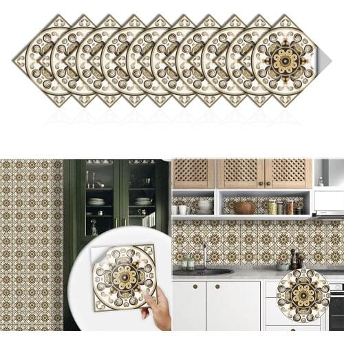 10pcs/lot Europe Style Floor Tiles Diagonal Wall Sticker Bathroom Kitchen Waist Line Poster Wear-resistant Thicken PVC Art Mural