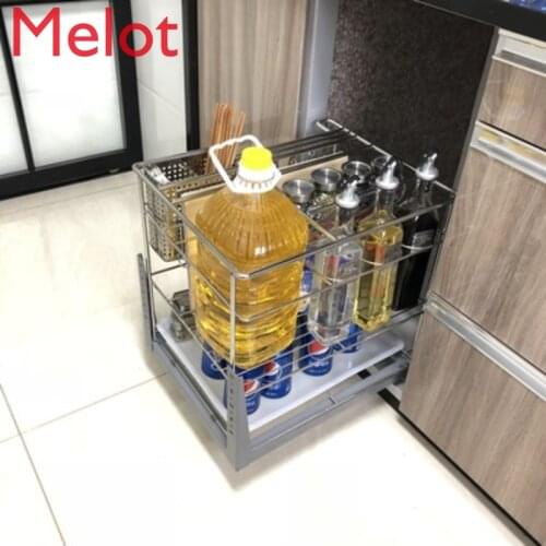 304 Stainless Steel Drawer Basket Knife Holder Storage Buffer Seasoning Basket Multi-Layer Solid Drawer