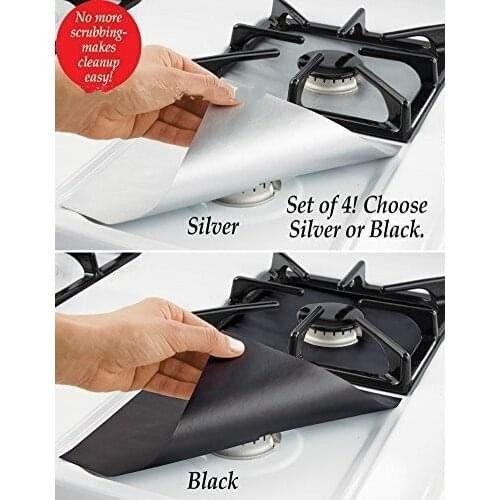 4pcs Glass Fiber Gas Stove Protectors Reusable Gas Stove Burner Cover Liner Mat Pad Home Kitchen Tools Fit Almost Gas Stoves