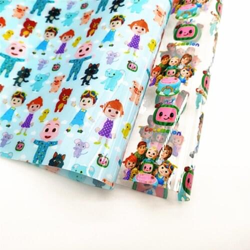 5 sheets A4 20*33cm waterproof UV jelly character printed sheet Synthetic PVC Leather DIY Bow Bag Crafts l 1649