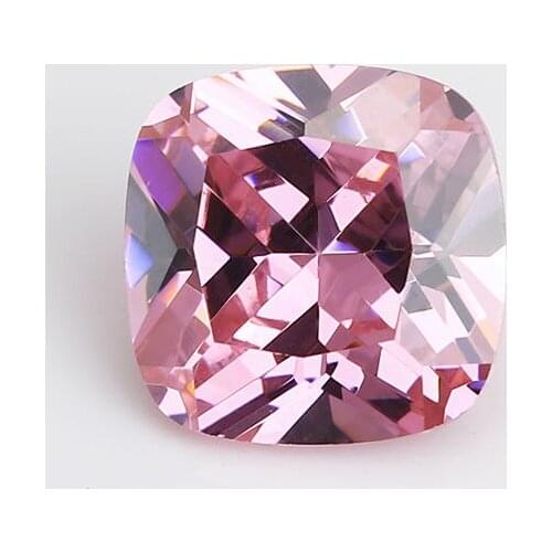 50PCS 5x5~15x15mm Cushion Shape Loose CZ Stone Pink AAAAA Cubic zirconia Synthetic stone For Jewelry DIY Gems Stone