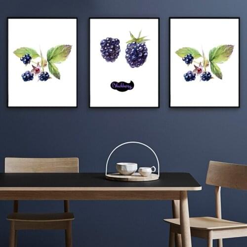 Abstract Fruit Foods Posters Modern Kitchen Decor Canvas Painting Apple Lemon Watercolor Wall Art Picture For Nursery Kids Room