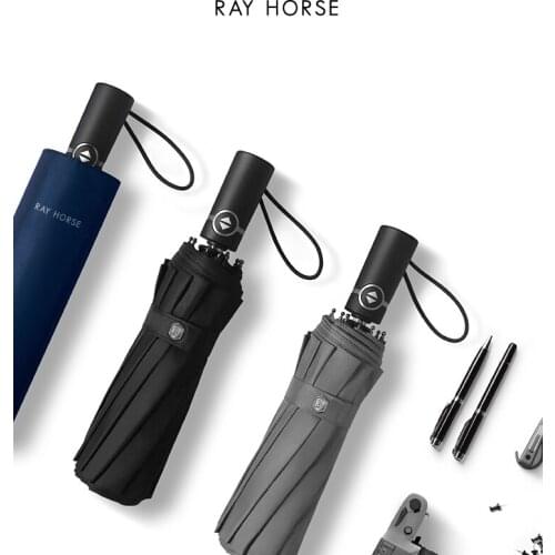 12 Bone Vinyl Automatic Umbrella Business Umbrella for Men Travel Outdoor Black Blue Windproof Rainproof Uv Umbrella