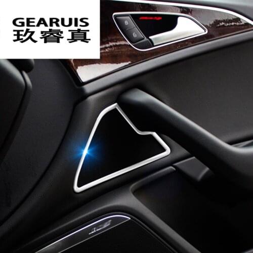 Car styling Door audio speaker cover trim bugle decoration stainless steel sequins stereo ring strip for Audi A6 C7 2012-2017