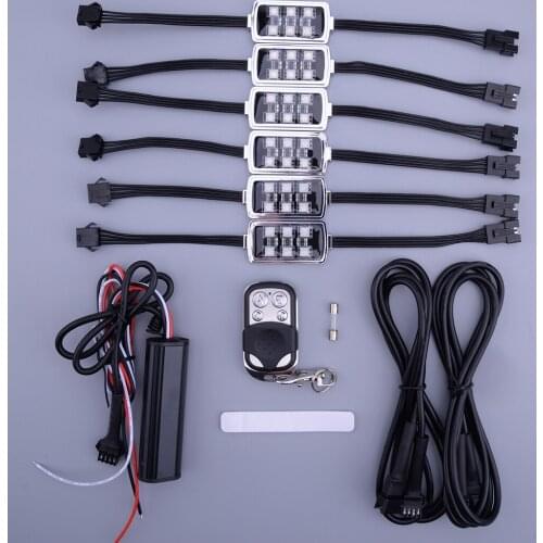 6Pcs 5W DC 12V Wireless Motorcycle RGB LED Under Glow Neon Atmosphere Strip Light Kit with Remote Control Accessories