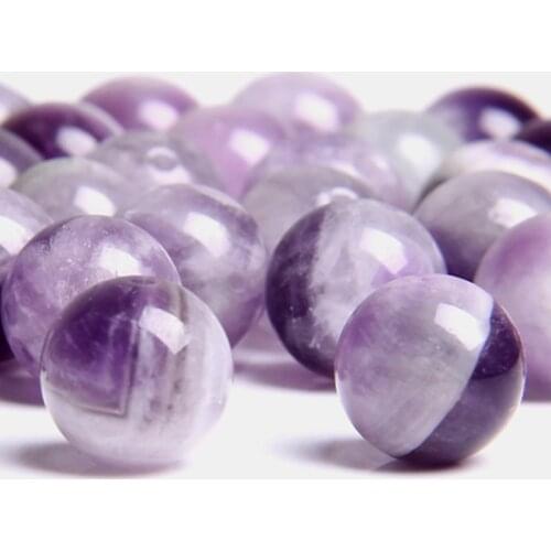 TOP Grade Natural dream Amethysts Crystal Stone Beads 6 8 10 12 mm round purple white Crystal quartz Loose Beads For jewelry diy