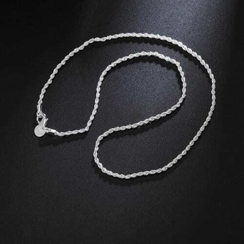 Hot 2MM Twisted Rope Chain 925 Sterling Silver Necklace for women Mens Fashion luxury party wedding Jewelry Charm Holiday gifts