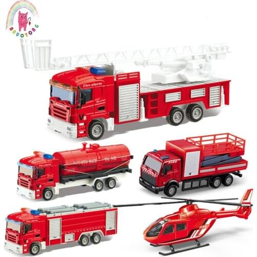 DIY Childrens 1:52 Alloy Die Casting Inertial Return Fire Helicopter Rescue Simulation Model Rotary Toy Collection Gift Set
