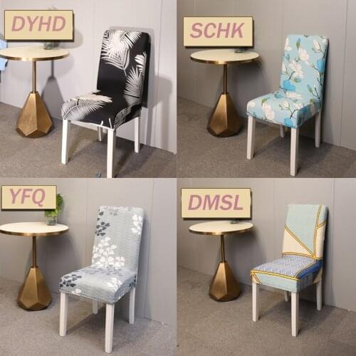 2 4 6pcs Spandex Elastic Printing Dining Chair Nordic style Slipcover Removable Anti-dirty Kitchen Seat Case Stretch Chair Cover
