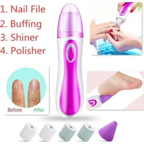 Electric Manicure/Pedicure Tool Polisher Easily File Buff and Shine Exfoliating Scrub Toenails Nail Care Dead Skin Remover Kit