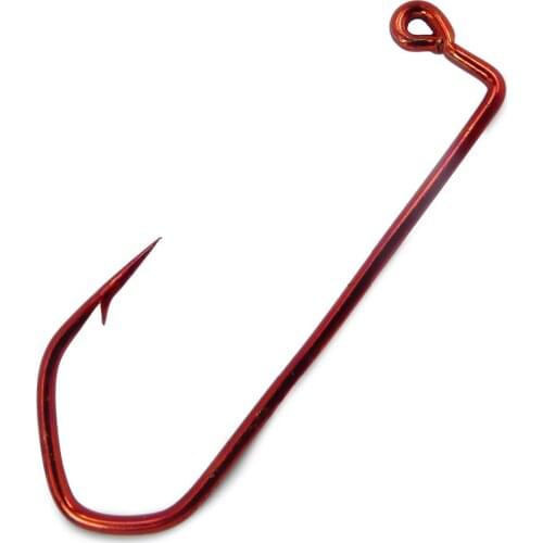 FREE FISHER 90 Degree Round Bend High Carbon Steel Jig Hook1/0# 2/0# 3/0# 4/0# 5/0# Fishing Barbarian Jig Hooks Red 7150