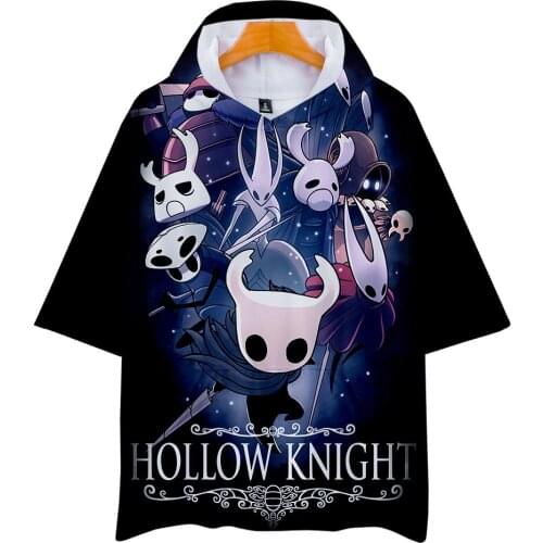 Hollow Knight Video Game Tshirt Parody Hollow Hooded T Shirts Boys Kids High Quality Digital Print O-neck T-shirt Tops Clothes