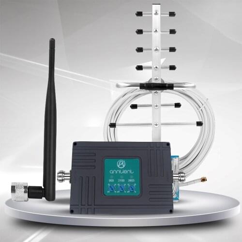 GSM 2g 3g 4g Mobile Phone Signal Power Repeater Booster Cellular Booster 900/2100/2600MHz Signal Amplifier &Antenna boost Signal