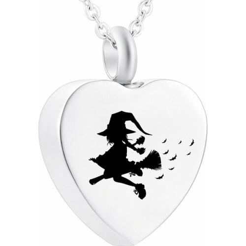 Halloween stainless steel jewelry fashion heart Cremation Urn Jewelry heart Memorial Ash Keepsake Necklace for Women Girls Gifts