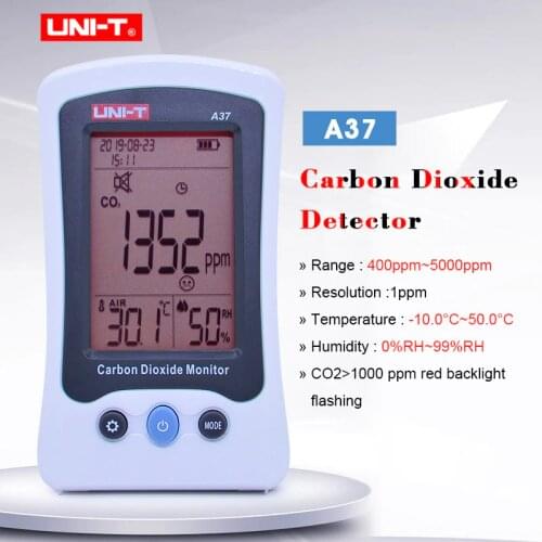Carbon Dioxide Monitor UNI-T A37 C02 concentration tester temp humidity date/time Automatic baseline correction NDIR CO2 Meter