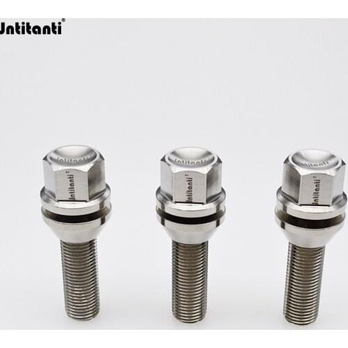 Jntitanti High performance Gr.5 titanium lug bolts wheel screws M12*1.25/1.5*28-55mm with cone seat washer 1 piece
