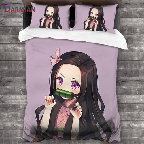 DARMIAN 2021 Cartoon Anime Girl Design Printing Bedding Set 3pcs/Set Throw Pillowcase Cover and Duvet Cover Sets Soft Home Decor