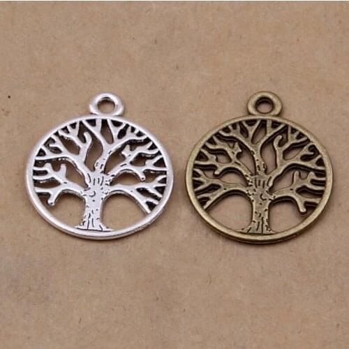 Daisies 150pcs 25*20mm Vintage Metal Alloy Round Retro Hollow Peace Tree of Life Charms Jewelry Pendants Diy