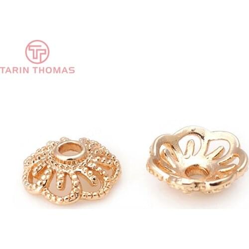 10PCS 11MM 24K Champagne Gold Color Plated Brass Flower Beads Caps High Quality Diy Jewelry Accessories