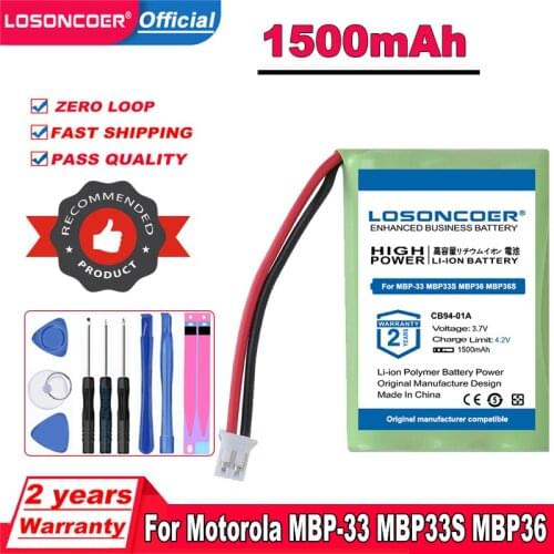 LOSONCOER 1500mAh MBP33 NI-MH Battery For Motorola MBP-33 MBP33S MBP36 MBP36S MBP36PU MBP43 CB94-01A Baby Monitor Battery