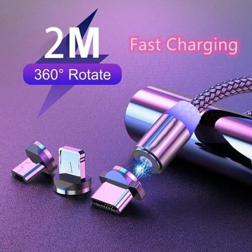 Magnetic USB Cable For iPhone 12 11 Xiaomi Samsung Type C Cable LED Fast Charging Data Charge Micro USB Cable Cord Wire
