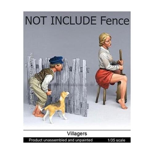 Unpainted Kit 1/35 Country Girl AND LITTLE Boy and dog figure Historical Resin kit miniature model