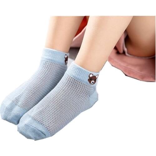 5 Pairs Childrens Socks Baby Boys Girls Tube Breathable Non-slip Short Sock For Kids Spring Summer Mesh Cotton Student-Socks