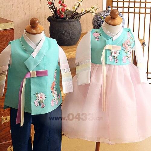 2020 New Children Kids Girl Korean Dolbok Baby Hanbok Dress Birthday Party Game Costume National Gfit US