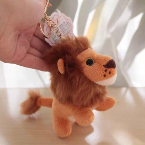 2021 new 11cm Plush lion key chain wild animal bag mobile phone accessories car key pendant plush toys stuffed animals gifts