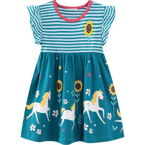 New Girls Dresses Cotton Brand Summer Baby Girls Dress Princess Dress Kids Girls Clothes Childrens Short Sleeve Clothing 2-7Y