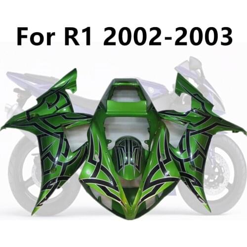 Motorcycle Cowling For Yamaha R1 2002-2003 02-03 Full Fairing Kits MOTO Bodywork Green stripes Injection Molding Kit