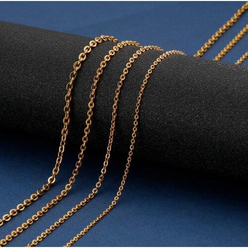 1.5/2/2.5/3mm Stainless Steel Rolo Link Chain Necklace Gold Steel Tone O Type Chain Welding Chain Lobster Clasp Necklace