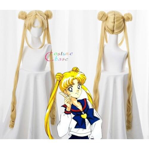 Tsukino Usagi Wig 90cm Long Wavy Sailor Cosplay Costumes Party Halloween Synthetic Hair +Free Wig Cap
