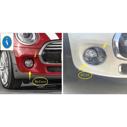 Yimaautotrims Front Fog Lights Lamp Ring Frame Cover Trim 2 Pcs Fit For Mini Cooper F55 F56 F57 3 Door / 5 Door 2014 - 2018 ABS