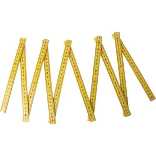 2 Meters Plastic Yellow Color Ruler Old Fashioned Woodworking Tool for Lineman, Carpenter, Electrician, Engineers