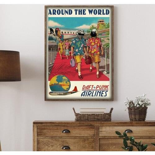 Daft Punk Poster Around The World Print Music Wall Art Poster Fashion Art Painting Canvas Wall Home Decor Quadro Cuadros