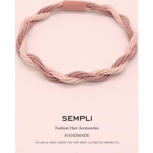 Sempli 100% Nylon Elastic Hair Band Headband Bohemian Double Color Elastic Hair Bands for Kid Hair Rubber Band Hair Accessories