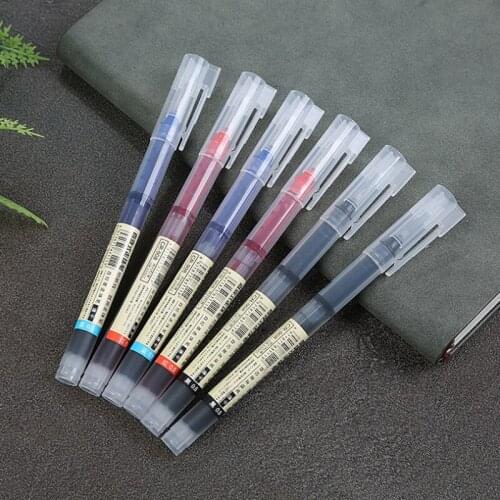 6pc Quick-drying Straight Liquid Rollerball Pen Multicolor Student Gel Pen Signature Large-capacity Fountain Pen Stationery