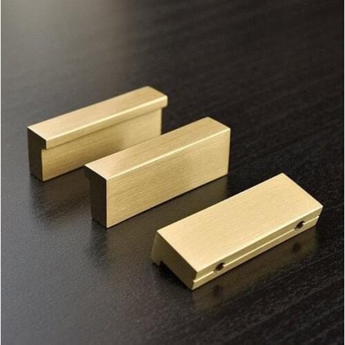 1.26'' 2.56'' Drawer Pulls Handles Knobs Kitchen Cabinet Knob Handle Pure Copper Dresser Pull Brushed Gold Brass Solid 35 65mm