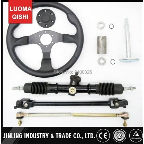 350mm Steering wheel 540mm Gear Pinion 490mm U Joints Tie Rod Fit For DIY China Go Golf Kart Buggy Karting UTV Bike Parts