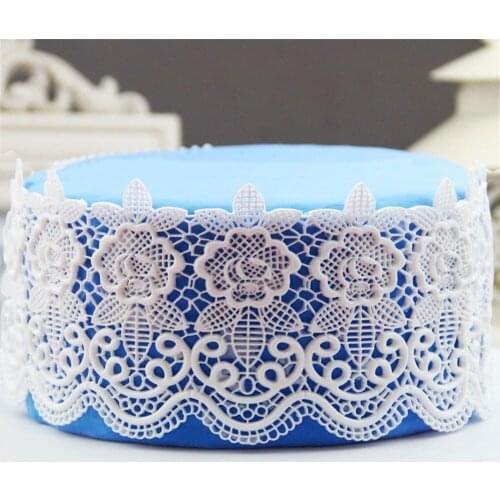Large Size Silicone Lace Mold Fondant Cake Decoration 3D Rose Pattern Cake Mold Food Grade Silicone Cake Moulds