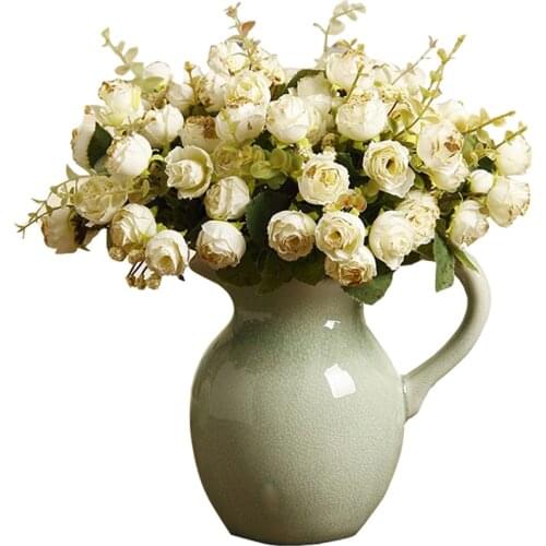 Scandinavian Milk Jug Ceramic Vase With A Handle Creative Flower Arrangement Hydroponic Container Home Wedding Decoration