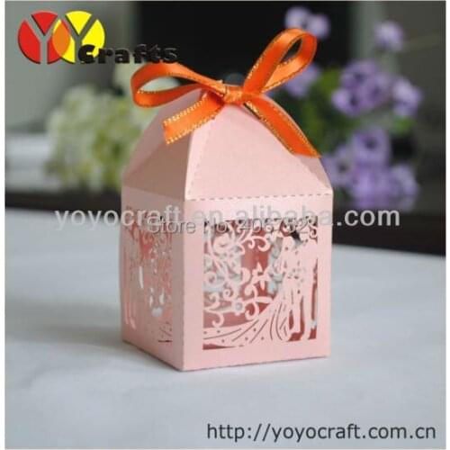 Wedding supplies bride and groom folding box decoration wedding gift pack box with ribbon 50pcs