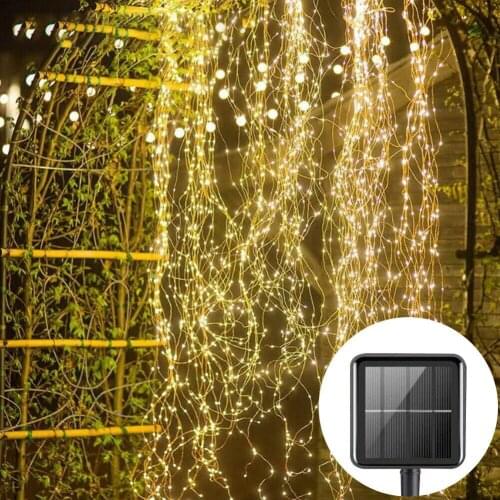 Solar LED Light String Vine Outdoor Waterproof Copper Wire For Valentine Wedding Party Fairy String Lights Festival Decor