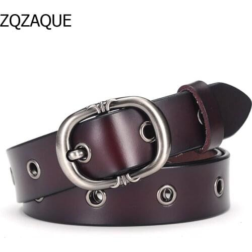 Unique Design Womens Cool Belts Pin Buckle Retro Style Hollow Out Genuine Leather Straps All-match Decorative Waistbands SY1324