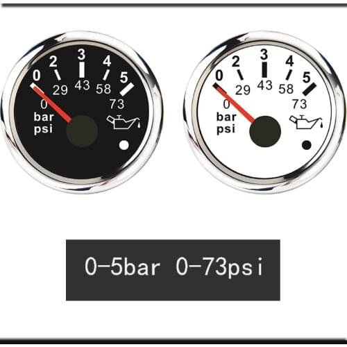 Universal Oil Pressure Gauge 0-5 Bar 0-10 Bar Marine Oil Pressure Indicator Meter with alarm Fit For Car Boat Auto Motorcycle