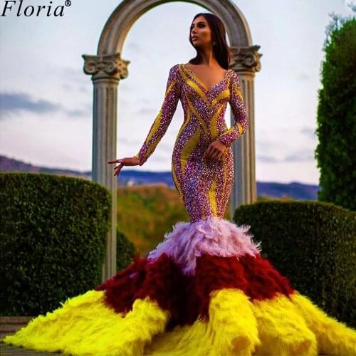 Gorgeous Long Women Prom Dresses 2020 Dubai Vestidos De Fiesta Formal Sequins Evening Dresses Party Cocktail Gowns Custom