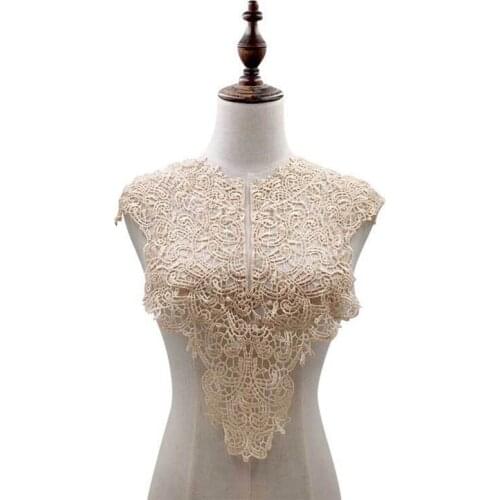 Water-Soluble Lace Trim Neck Collar Patches DIY Handmade Craft Women Garment Dress Quilting Applique Accessories