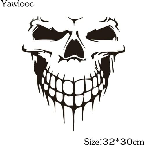 Yawlooc 1pcs 3D Skull Stickers 32*30cm Car Stickers And Decals Car Styling Car Head Stickers Rear Windshield Window Stickers