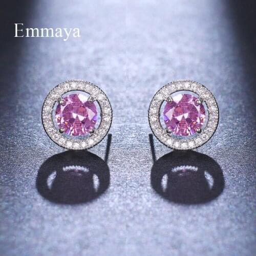 Emmaya Classic Round Earring With Two Colors Zirconia For Women Charming Ornament Anniversary Gift Party Fashion Jewelry